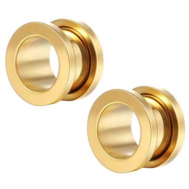 Imagem de LOMISS 2 Peças ALARGADOR AÇO CIRÚRGICO LISO (DOURADO, 16MM)