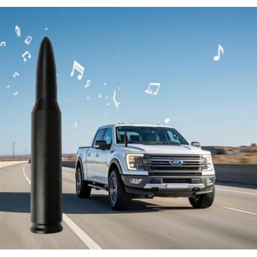 Imagem de Antena bullet de carro caminhão 50 cal, acessórios de rádio, substituição universal para GMC Sierra 1500 Chevy Dodge Ram Silverado 1500 2500 3500 Ford F150 F250 F350 (preto fosco, 19,8 cm)