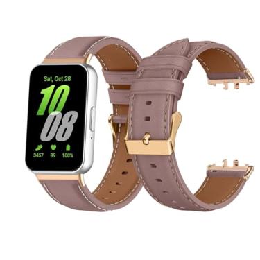 Imagem de Pulseiras de couro compatíveis com Samsung Galaxy Fit 3, pulseira de couro macio, masculina e feminina para Samsung Galaxy Fit 3 (SM-R390) - rosa escuro