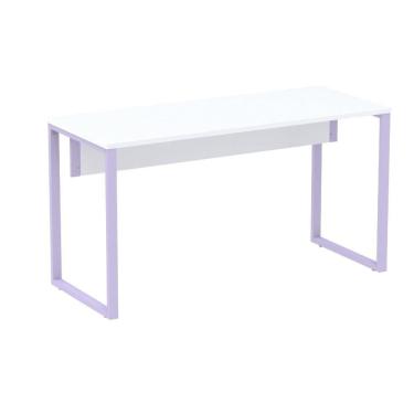 Imagem de Mesa Escritório P25 Tub Pandin 134 Cm (larg) Tampo Mdp Branco Pé Aço Tubular Lilás