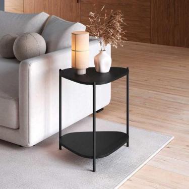 Imagem de Mesa Lateral Orgânica com Prateleira 44,2cm Pés em Metal - Artesano SE
