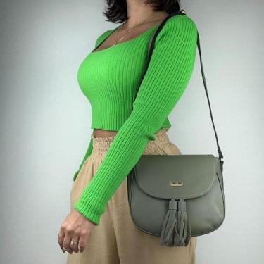 Imagem de Bolsa recuo em couro legitimo b.1021, Verde oliva