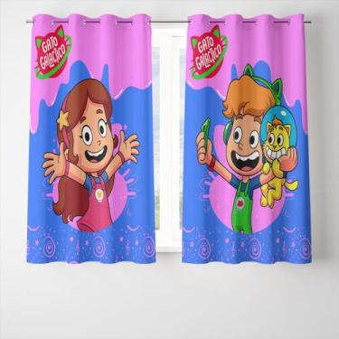 Imagem de Cortina Decorativa Gato Galáctico - KN DECOR, 2,80x1,60