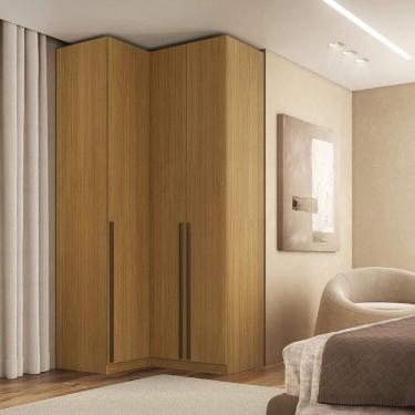 Imagem de Guarda-roupa de Canto Reto 3 Portas Mdf Altezza Trend Freijó
