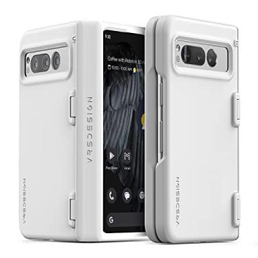 Imagem de VRS DESIGN Capa Simpli Fit Modern para Google Pixel Fold (2023), capa de dobradiça com mola de estilo fino moderno premium compatível com Pixel Fold (branca)