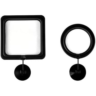 Imagem de 2 peças de anel de alimentação de peixe preto, redondo e quadrado, alimentador de alimentos flutuante para aquário, alimentadores de alimentos com ventosa para tartaruga de peixe dourado e outros
