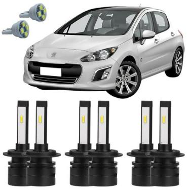Imagem de Lâmpadas Ultra Led Alto Baixo Milha Peugeot 308 + Pingo T10 - Autovex 