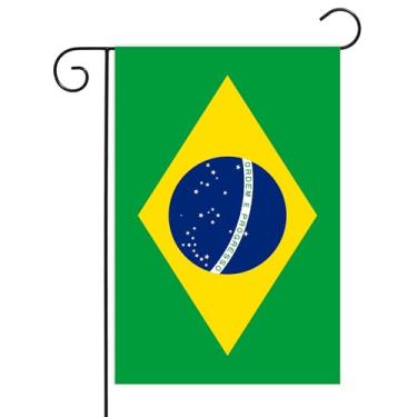 Imagem de Bandeira de jardim nacional de 30,5 x 45,7 cm, pequenas bandeiras nacionais, bandeiras de campo de dupla face, bandeiras de quintal para decorações internas e externas (Brasil)