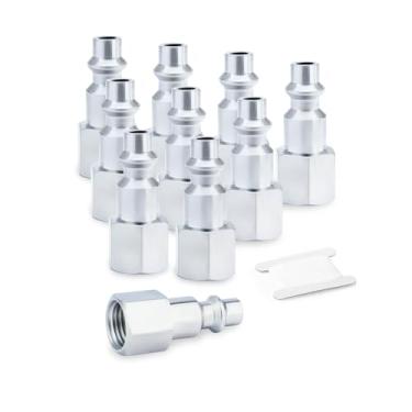 Imagem de GORAGUCHI Plugue de ar industrial de 10 peças, plugue fêmea NPT de 1/5.1 cm, plugues pneumáticos de alto fluxo de 1/5.1 cm, pressão de funcionamento de 300PSI, encaixe de mangueira do compressor de ar