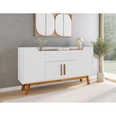 Imagem de Aparador Buffet Future Retro Pés em Madeira-Branco/Cinamomo