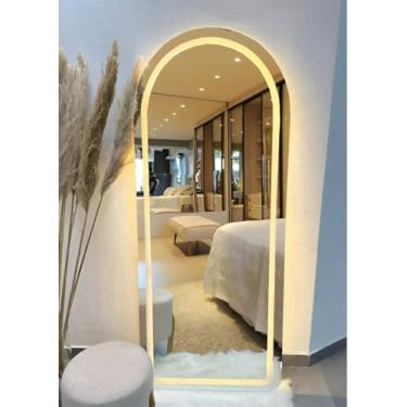 Imagem de Espelho de Parede LED semi oval, 170x70cm, Iluminação Integrada 220v Corpo Inteiro de Luxo (Luz Amrela 3000k,)