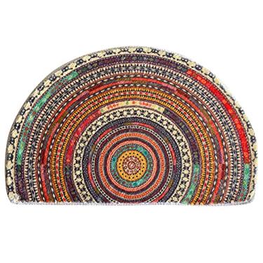 Imagem de Tapete de porta meio redondo, tapete de banheiro semicírculo, mandala, boêmio, antiderrapante, entrada de boas-vindas, tapete de banho absorvente, tapete de microfibra para cozinha, sala de estar