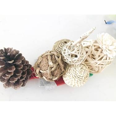 Imagem de Decoração de vaso ecológico, brinquedos de mastigar papagaio: feitos à mão para gerbil, pássaros, corda de fibra de coco, videira de galho de salgueiro, corda ferida de alga marinha, folha de