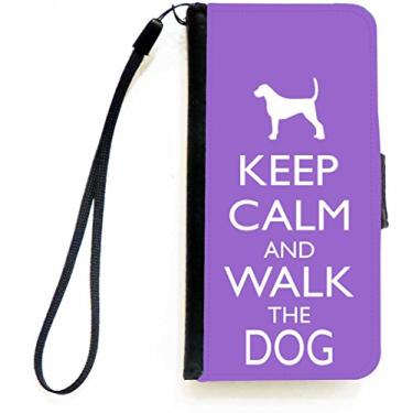 Imagem de Rikki Knight Keep Calm and Walk the Dog - Capa carteira flip cor violeta com aba magnética para Apple iPhone 5c