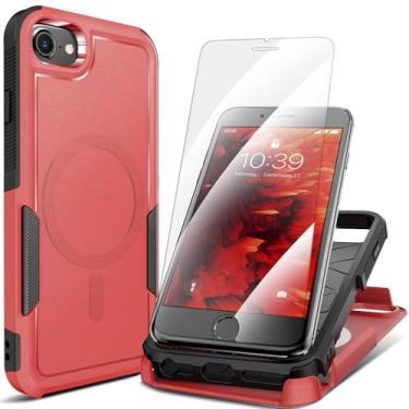 Imagem de MHYALUDO Capa para iPhone SE 3ª geração 2022/2020, capa para iPhone 8/7, com 2 películas de vidro temperado, corpo inteiro de 360° à prova de choque, à prova de quedas, policarbonato rígido e TPU