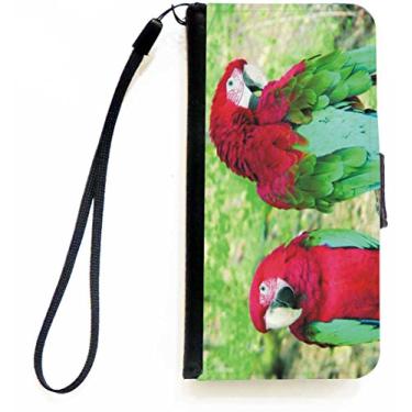 Imagem de Rikki Knight Capa carteira flip papagaios vermelhos e verdes para iPhone 5c da Apple com aba magnética