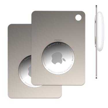 Imagem de PALAMEDE Porta-cartões AirTag, capa de metal, design fino de 0,3 cm, pacote com 2 (prata/prata)
