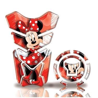 Imagem de Kit Protetor Tanque Adesivo Moto Honda Acima 2018 Minnie Vermelho Vermelho