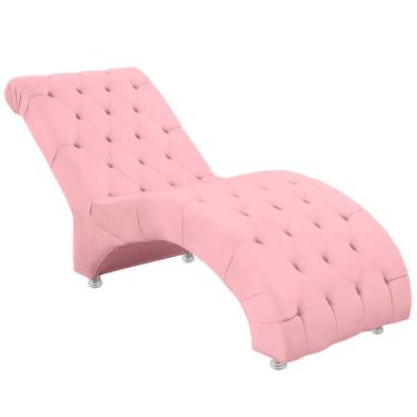 Imagem de Espreguiçadeira Recamier Divã Para Sala E Clínica Veludo Cor Rosa Bebe