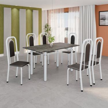 Imagem de Conjunto Sala de Jantar com 6 Cadeiras Lara Preto / Branco