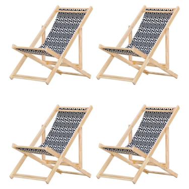 Imagem de Kit 4 Cadeira Espreguiçadeira Dobrável S-b-retro