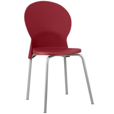 Imagem de Cadeira Mond F02 para Sala de Jantar Estrutura em Aço Assento em Plástico Cinza