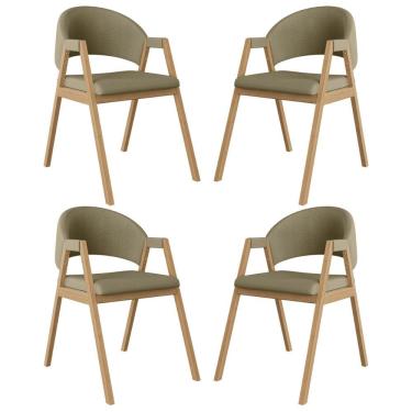 Imagem de Kit 4 Cadeiras Suellen Luxo Reforçada Mesa De Jantar Linho Bege