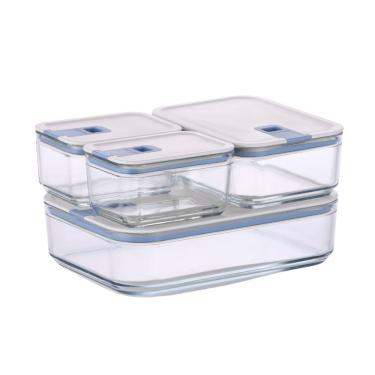 Imagem de Conjunto De Potes De Vidro Herméticos Retangulares - 4 Unidades - Tampa Com Alavanca