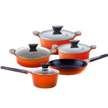 Imagem de Conjunto De Panelas Com Revestimento Cerâmico - Cor Laranja - 5 Peças