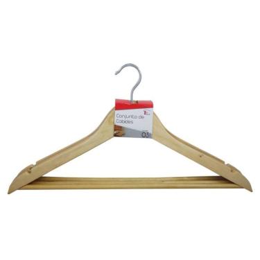 Imagem de Kit 3 Unidades Cabides De Madeira Com Verniz