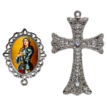 Imagem de Crucifixo Para Terço de Noiva Relicario Santa Joana D Arc Peças para M