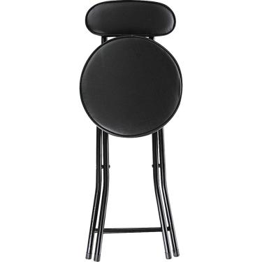 Imagem de Banqueta Estofada com Encosto Dobrável Preta