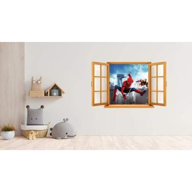 Imagem de Adesivo De Parede Janela Falsa Homem Aranha E Homem De Ferro - Lojinha