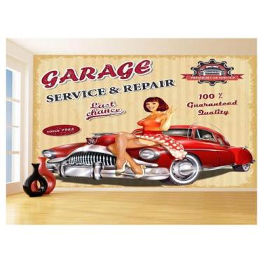 Imagem de Papel De Parede 3D Carro Antigo Hot Rod Pin Up 3,5M Cxr80 - Você Decor