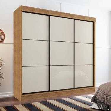 Imagem de Guarda Roupa 2,30m Casal 3 Portas Correr 8 Gavetas Tokio Cedro Areia -