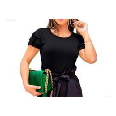 Imagem de Blusa feminina tshirt manga babado 3 marias tecido viscolaycra manga c