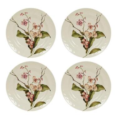 Imagem de Conjunto De Pratos 22cm Floral Melamina Plástico Resistente - Florarte