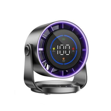 Imagem de Rchunn Ventilador de mesa ultra silencioso de 7,5 polegadas com fluxo de ar turbo, tela digital de 100 velocidades, inclinação ajustável de 105° e bateria recarregável de 4000 mAh, ventilador portátil
