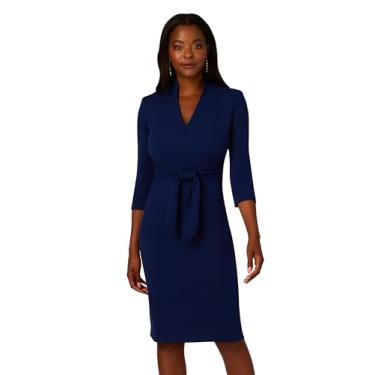 Imagem de Adrianna Papell Vestido curto feminino com laço frontal, Cetim azul-marinho, 52