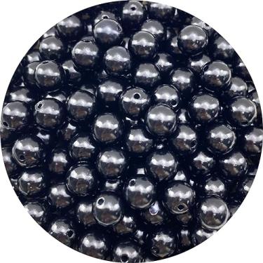 Imagem de Tingoons 700 peças de contas de pérola de 6 mm com furo redondo solto lustre artesanato contas para decoração de casa preenchedores de vasos faça artesanato faça joias fazendo joias colar brincos (preto)