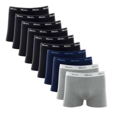 Imagem de Kit Cueca Boxer Mash 10 Peças Masculina Algodão Elástico, Preto, P