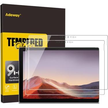 Imagem de Adeway [Pacote com 2] Película protetora de tela para Microsoft Surface Pro 7/Surface Pro 7 Plus, vidro temperado/ultra sensível (modelo 1904/1866)