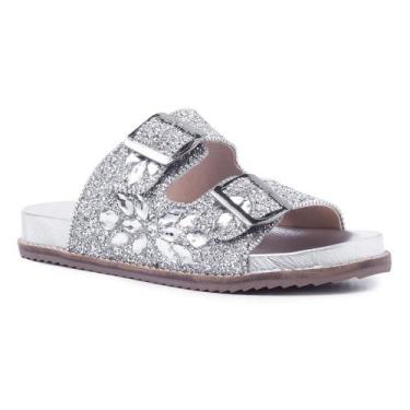 Imagem de Papete Sandália Plataform Rasteira Feminina Strass Brilho - Outlet Mon
