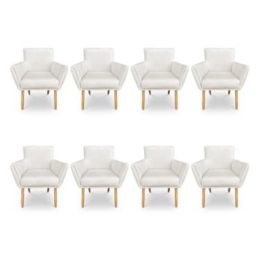 Imagem de Kit 8 Poltronas Decorativa Leticia Suede Pés Palito Castanho - Pallazio