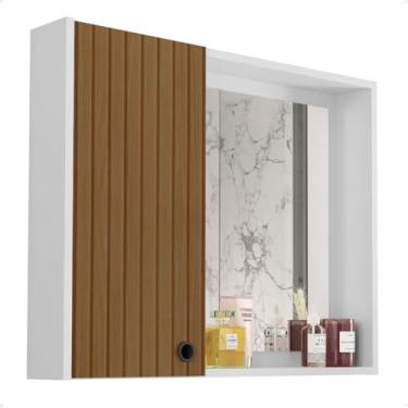 Imagem de Armário Espelheira de Banheiro Suspenso com Espelho 55x45cm – Porta com Dobradiça Resistente e Acabamento Liso para Banheiros Pequenos e Médios (Branco)