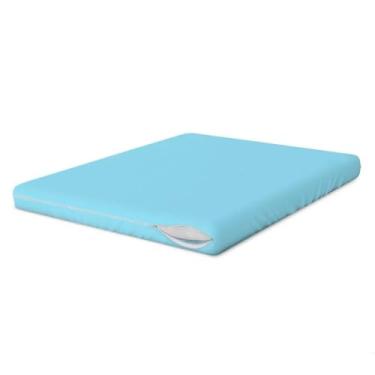 Imagem de Capa de Colchão Solteiro, 88 x 188 x 18 cm, Azul, com Zíper, Polipropileno