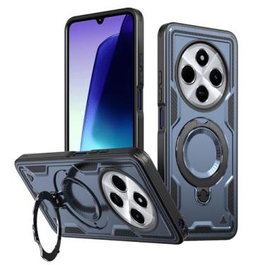 Imagem de MRRSIWEI Capa magnética para Xiaomi Redmi 14C 4G / Poco C75, proteção de nível militar, resistente, à prova de choque com anel giratório, suporte para Xiaomi Redmi 14C 4G. Shell Blue