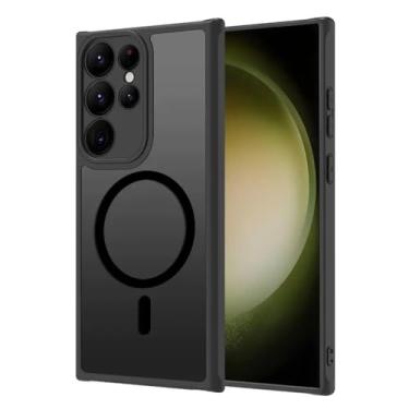 Imagem de Capa para Samsung Galaxy S23 Ultra [proteção total da câmera][compatível com Magsafe] à prova de choque, proteção de grau militar, toque suave para a pele, translúcida, fosca, traseira protetora