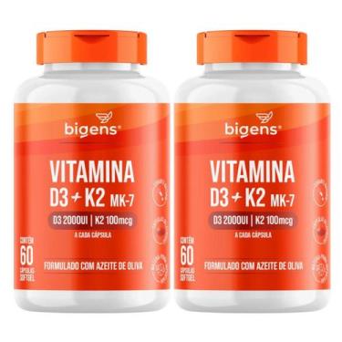 Imagem de 2x Vitamina D3 2000ui + K2 Mk7 Óleo de Oliva Bigens 60 Capsulas, Sem S