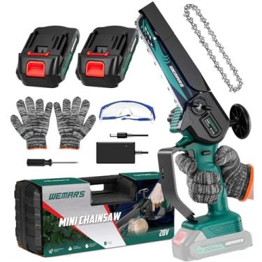 Imagem de WEMARS Mini Motosserra Sem Fio, Motosserra Elétrica Portátil De 6 Polegadas Com Trava De Segurança - Motosserras Elétricas Portáteis Com 2 Baterias Para Corte De Madeira/Árvores/Jardim De Pátio, Atu